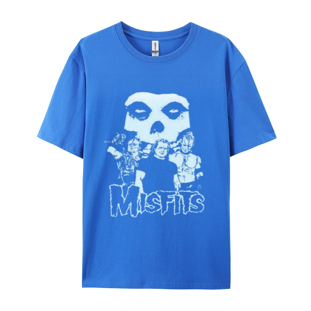 Mens Vintage The Misfits Rock Band Print Cotton Short Sleeve Casual Graphic T-shirt