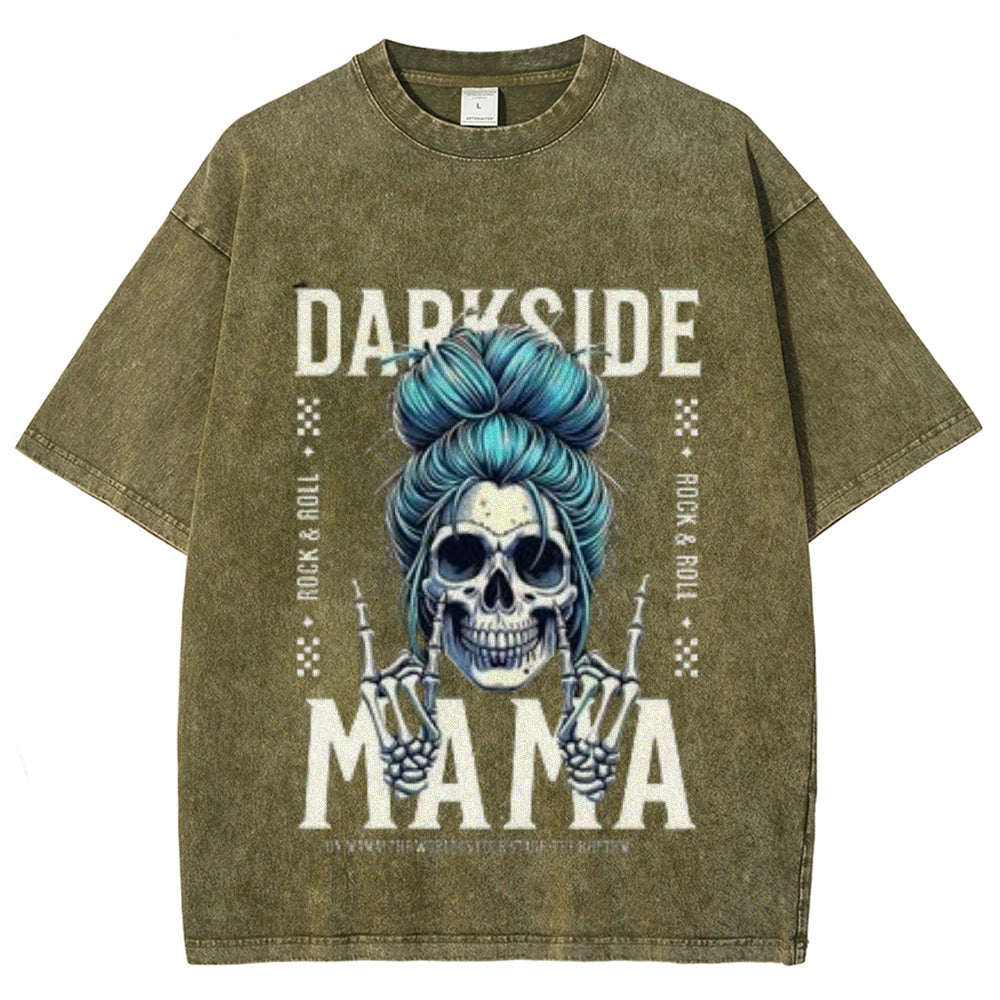 Women Washed Vintage Darkside MaMa Graphic T-shirt