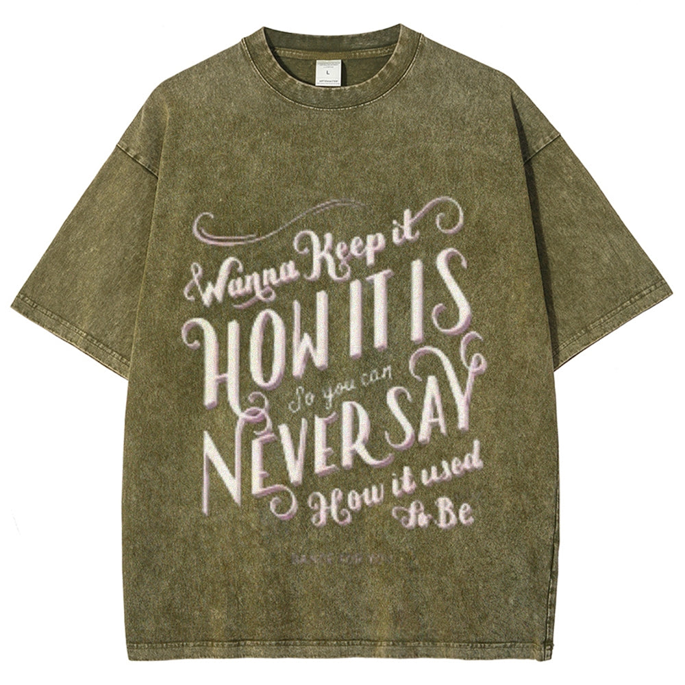 Women Washed Vintage Letter Print Tee