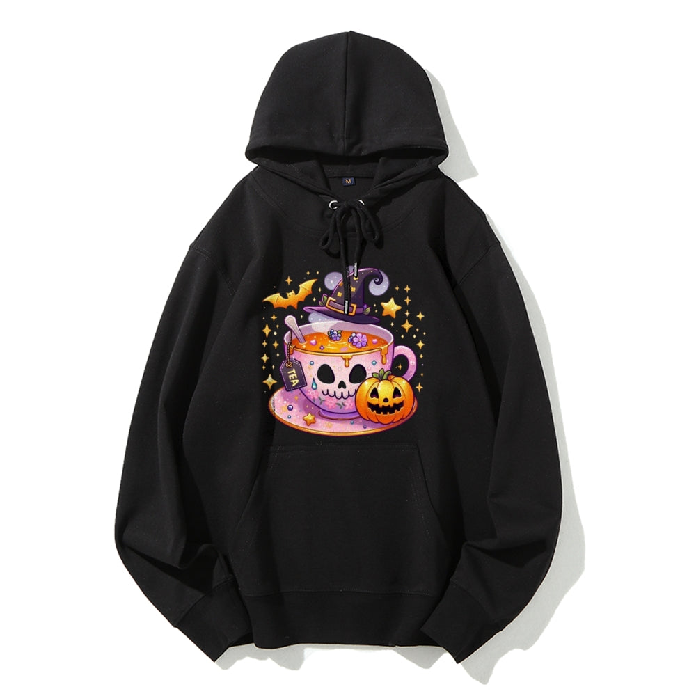 Women Cute Halloween Tea Graphic Hoodies