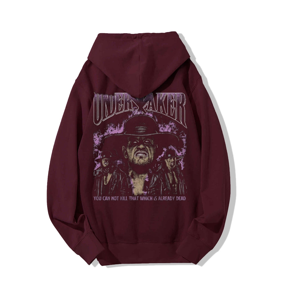 Mens Vintage Undertaker Darkness Style Print Graphic Pullover With Kangaroo Pocket Hoodies