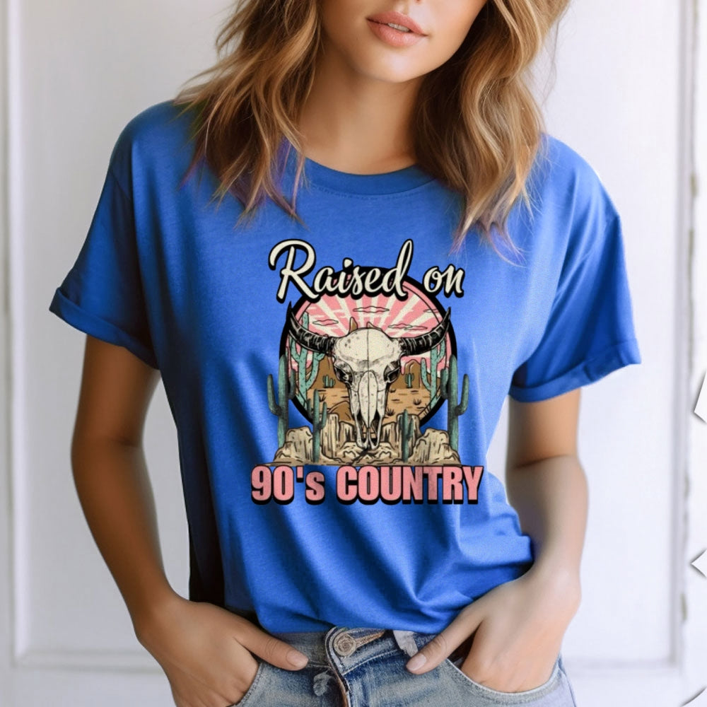 Women  Raised On 90's Country Print Graphic T-shirt