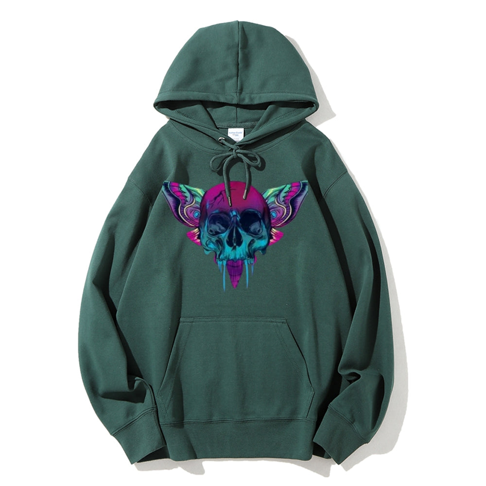 Mens A Skull with Butterflies Graphic Hoodies