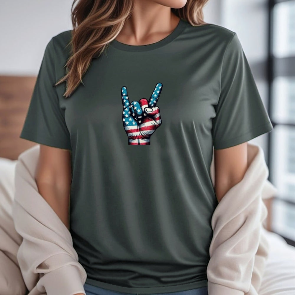 Women Independence Day Victory Flag Print T-shirt