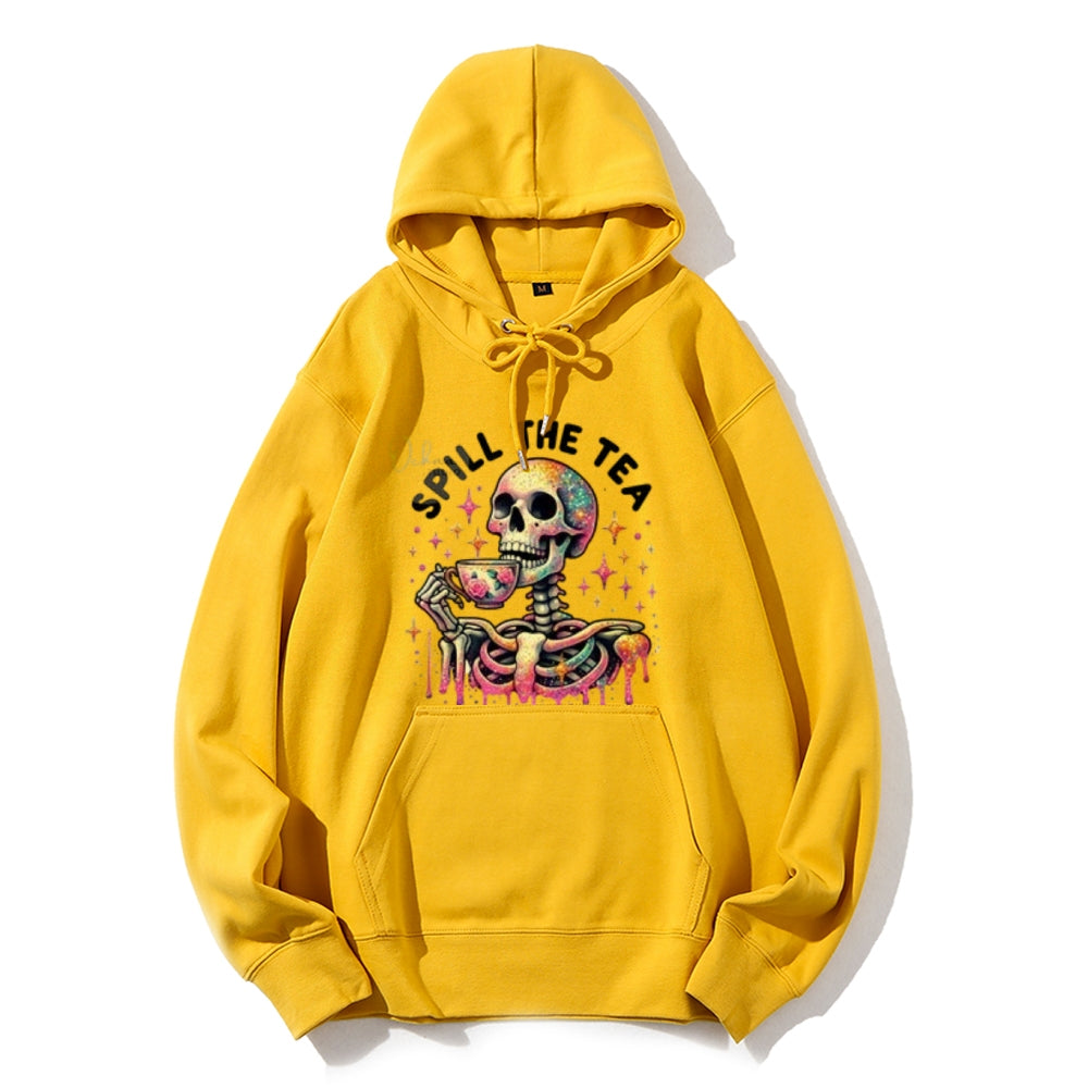 Women Spill The Tea Skull Graphic Hoodies