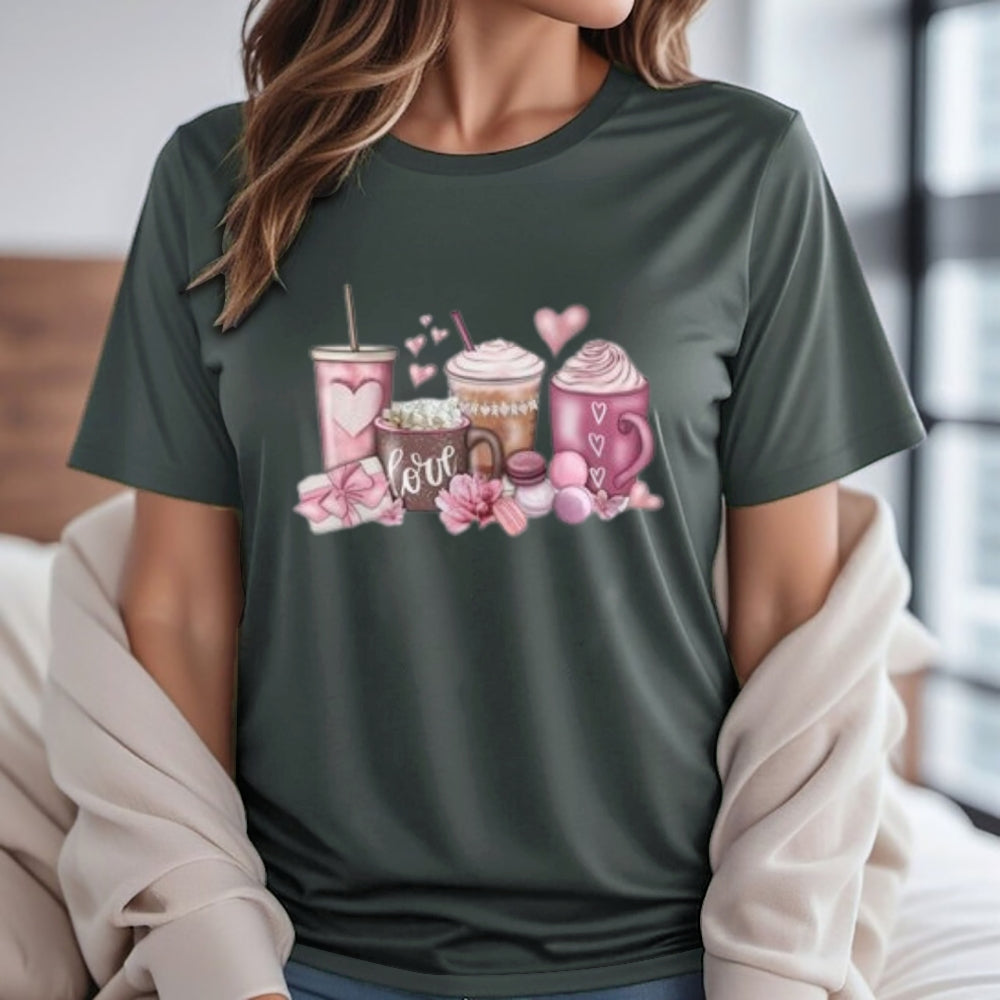 Women Coffee Is My Valentine's Day Print Graphic T-shirt