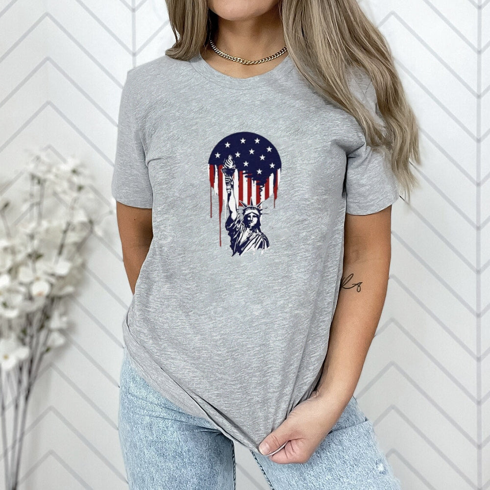 Women Independence Day Freedom Flag Print T-shirt