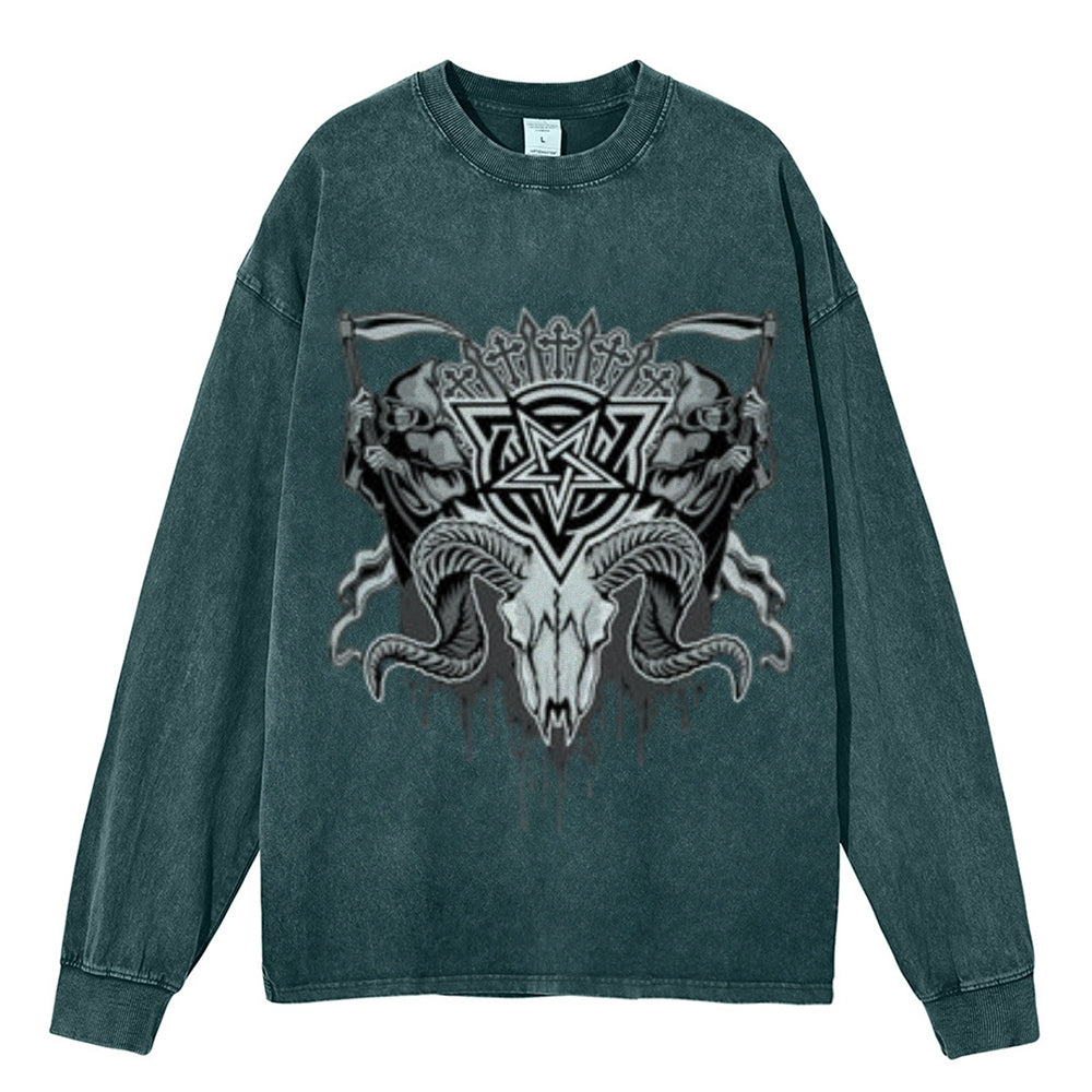 Oversized Vintage Washed Gothic Grunge Graphic Sweatshirt