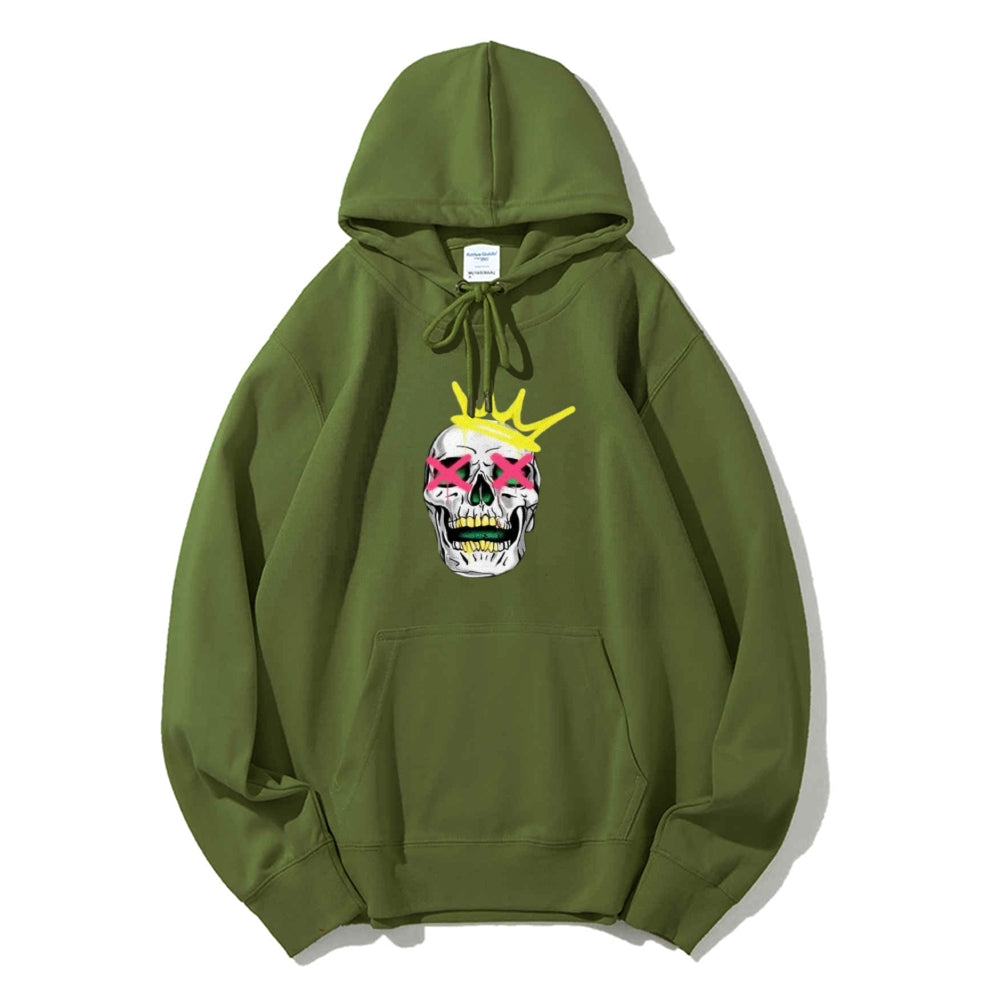 Mens Ruby Tooth King Skull Graphic Hoodies