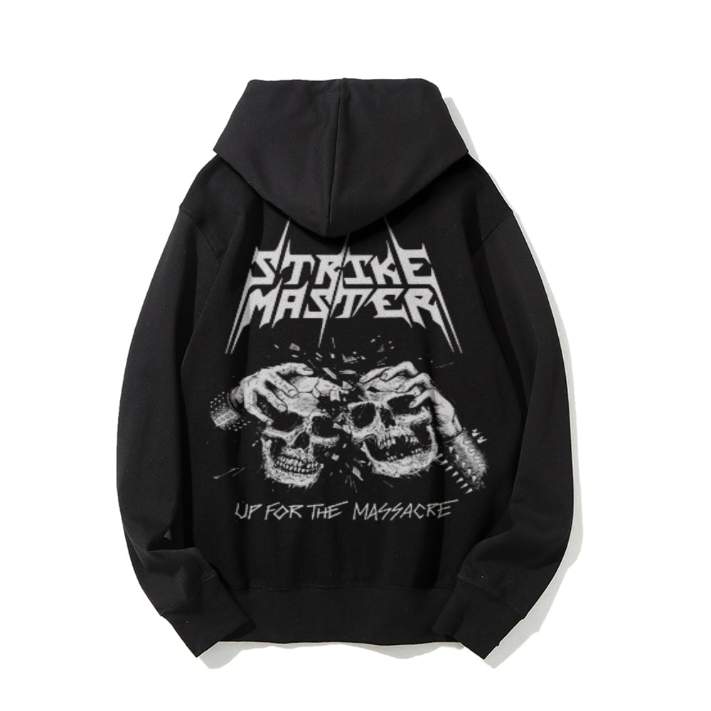 Mens Vintage Strike Master Darkness Style Print Graphic Pullover With Kangaroo Pocket Hoodies