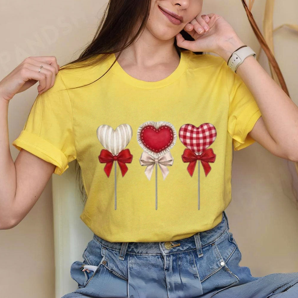 Women Happy Valentine's Day Print Graphic T-shirt