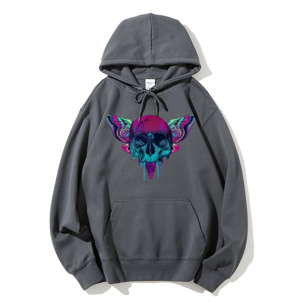 Mens A Skull with Butterflies Graphic Hoodies