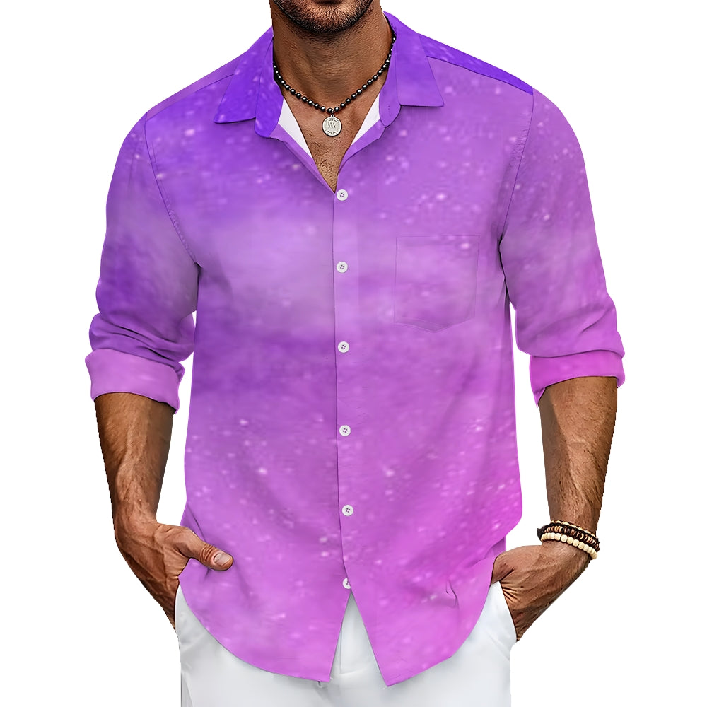 Mens Purple Galaxy Ombre Long Sleeve Shirt