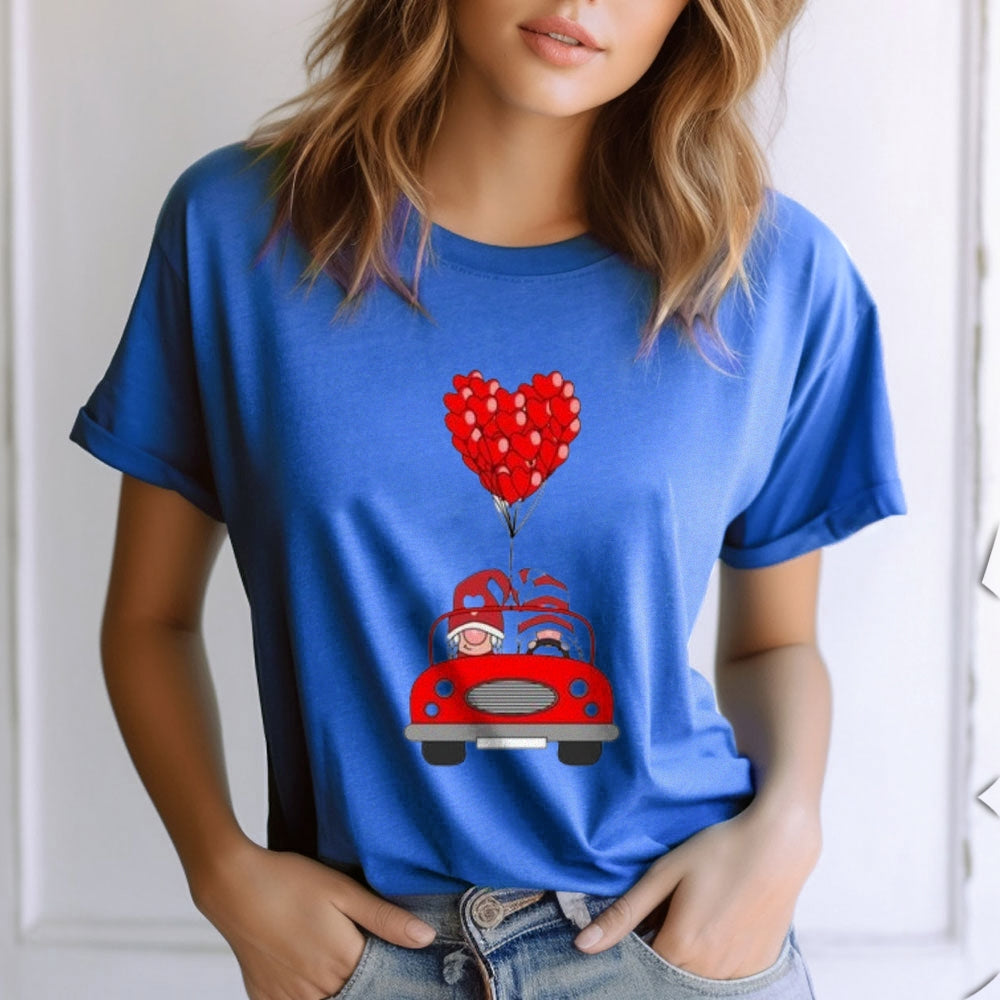 Women Love Red Heart Valentine's Day Print Graphic T-shirt