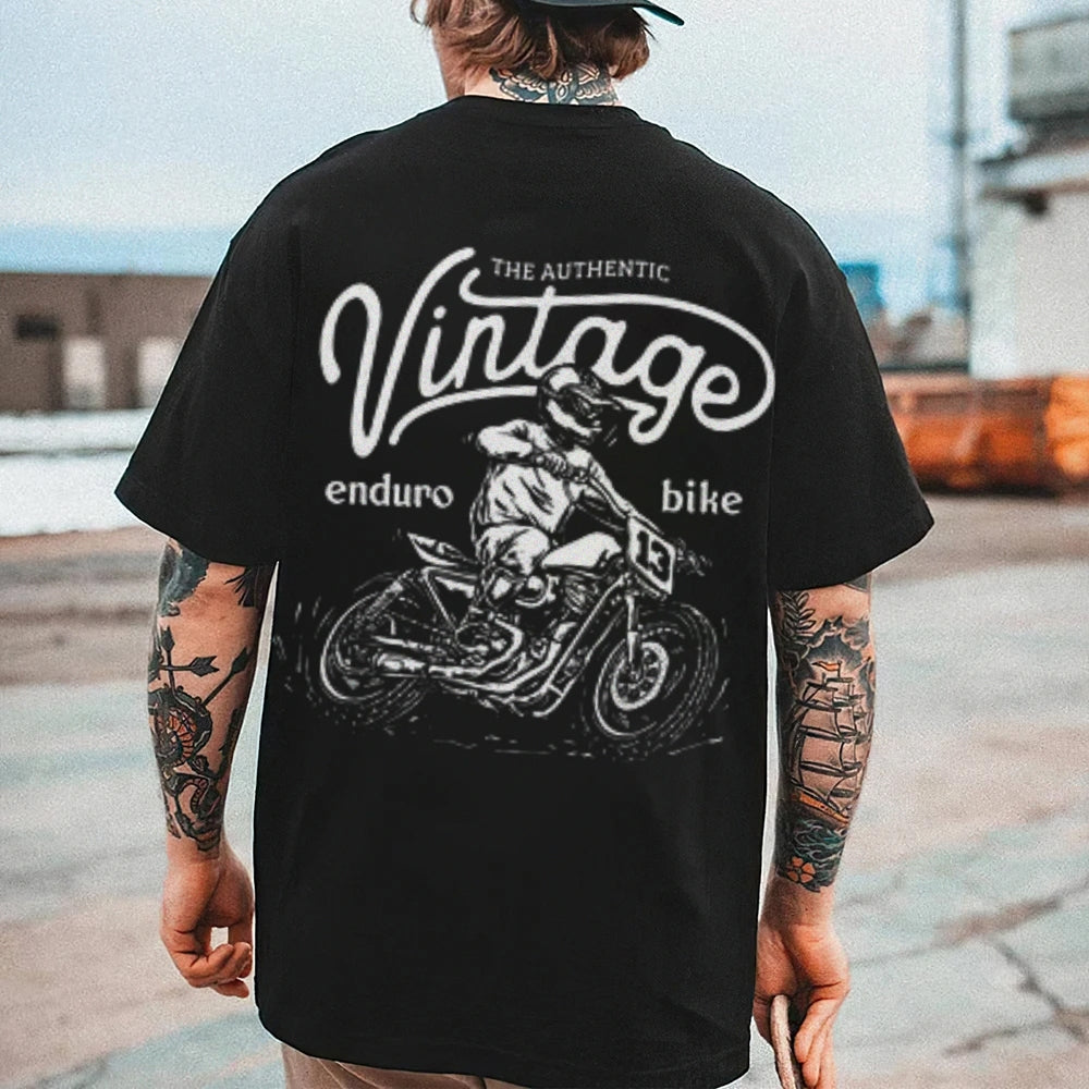 Mens VINTAGE ENDURO BIKE Motorcycle Graphic Tee