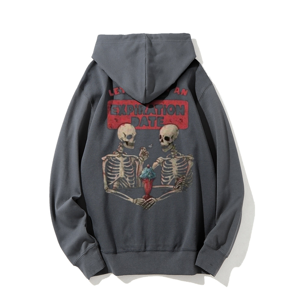 Mens LET'S GO ON AN EXPIRATION DATE Skull Graphic Pullover Hoodies