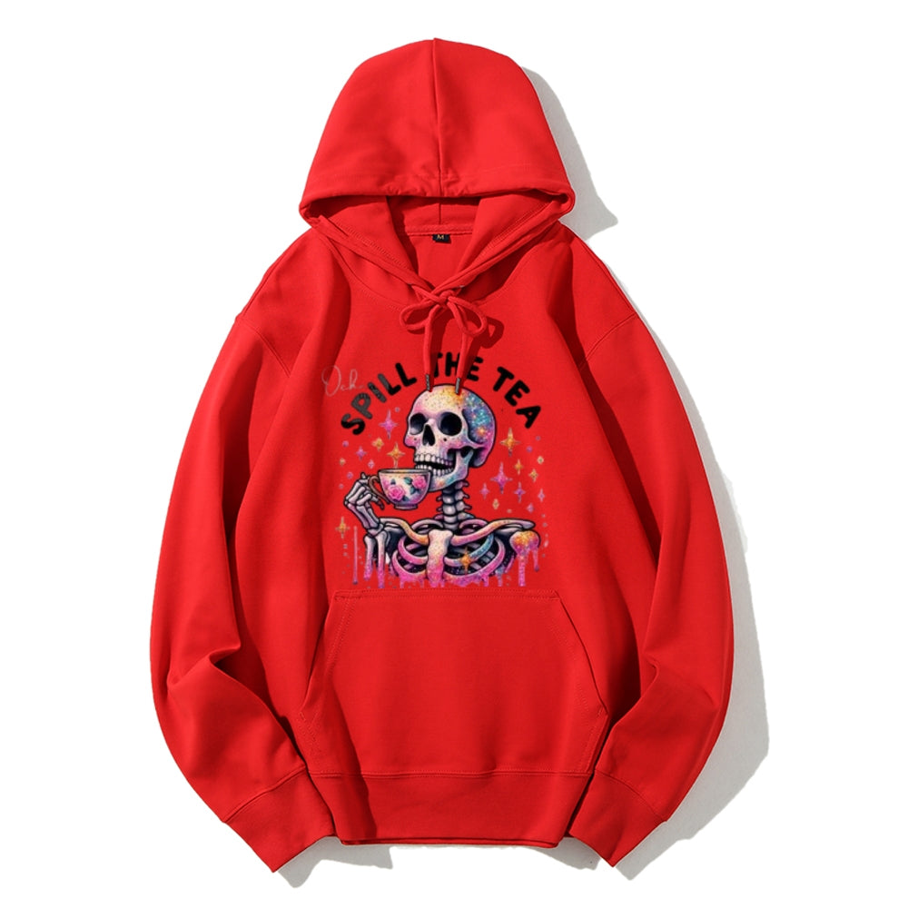 Women Spill The Tea Skull Graphic Hoodies