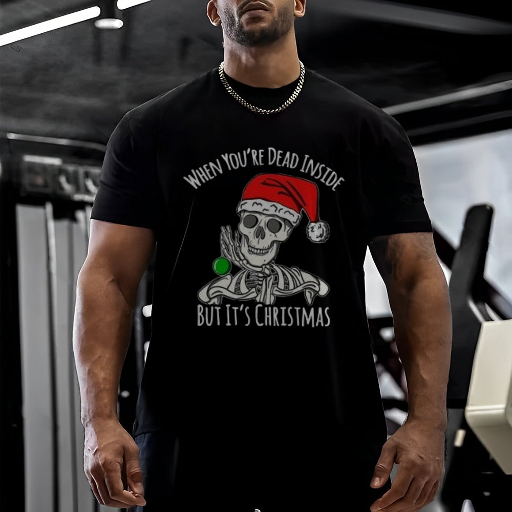 Mens Christmas Skull Graphic Tee