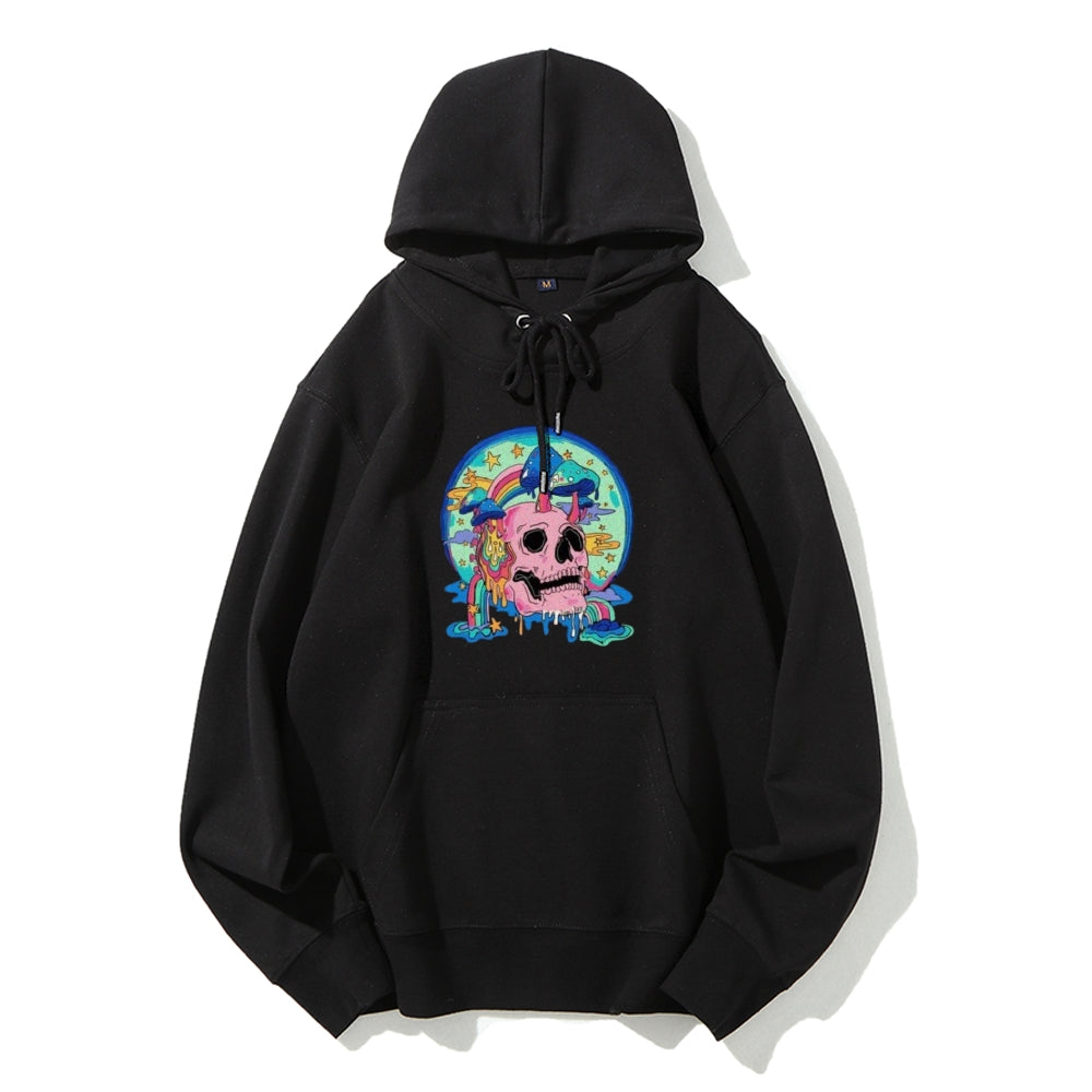 Mens Skull with Magic Mushroom Graphic Hoodies