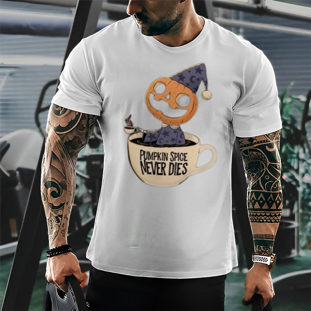 Mens Pumpkin Spice Never Dies Graphic Tee