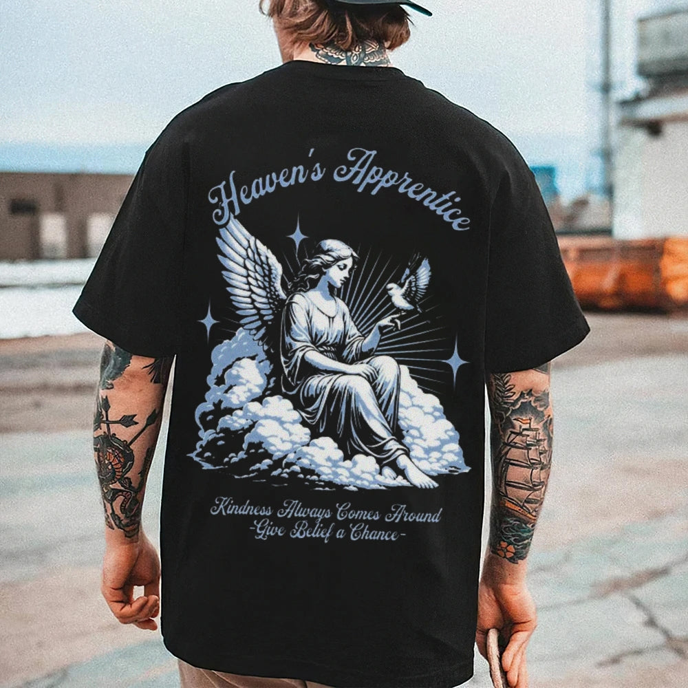 Mens Vintage Heaven's Appentice Darkness Style Print Graphic Tee