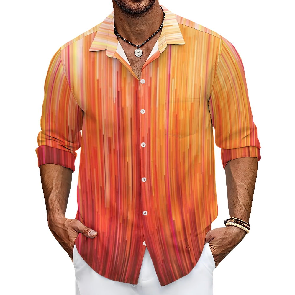 Mens Orange Ombre Long Sleeve Shirt