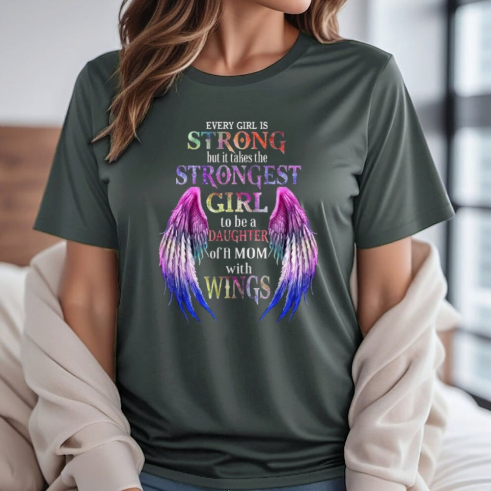 Women  Every Girl Is Strong With Wing Print Graphic T-shirt