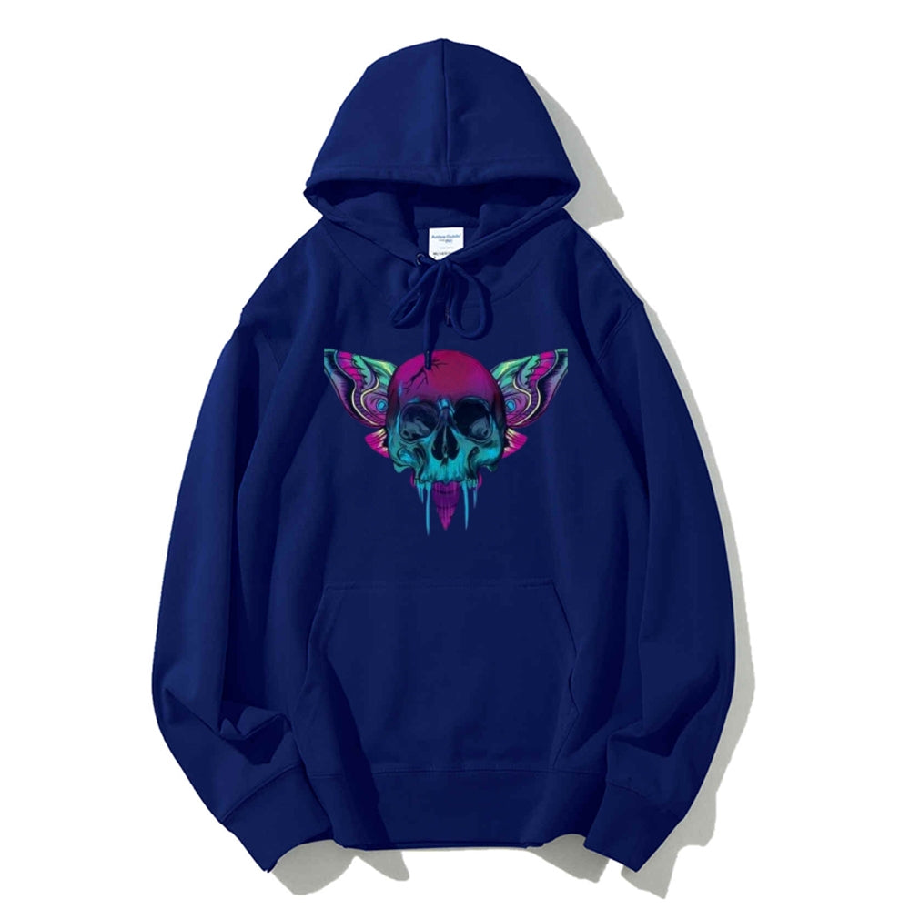 Mens A Skull with Butterflies Graphic Hoodies