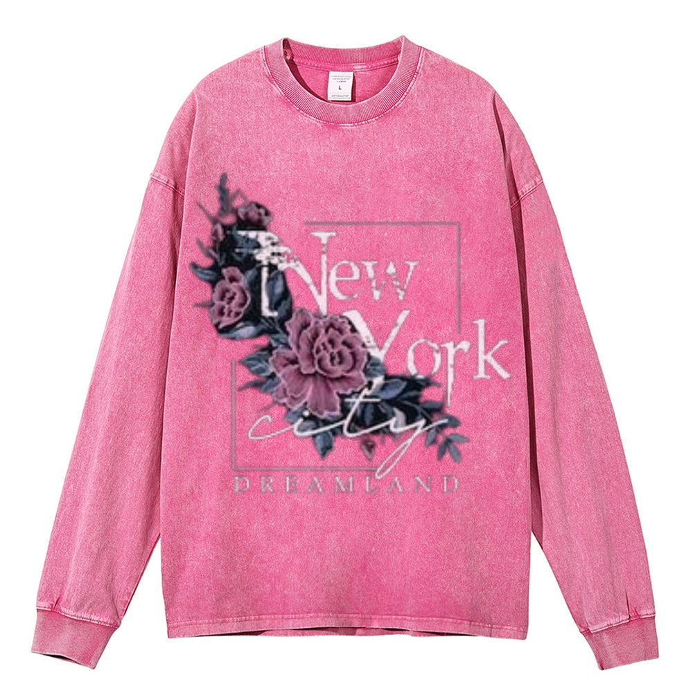 Oversized Vintage Washed New Your Graphic Sweatshirt