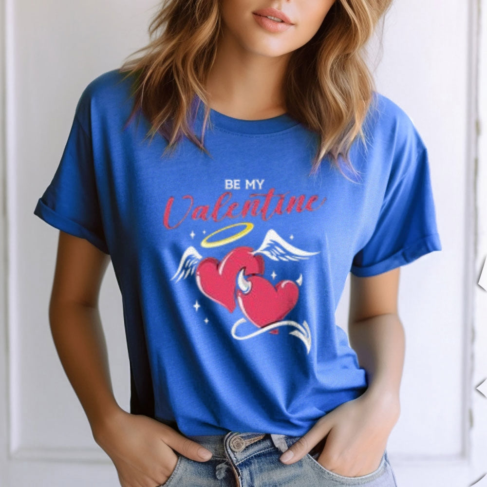 Women Happy Valentine's Day Heart Print Graphic T-shirt