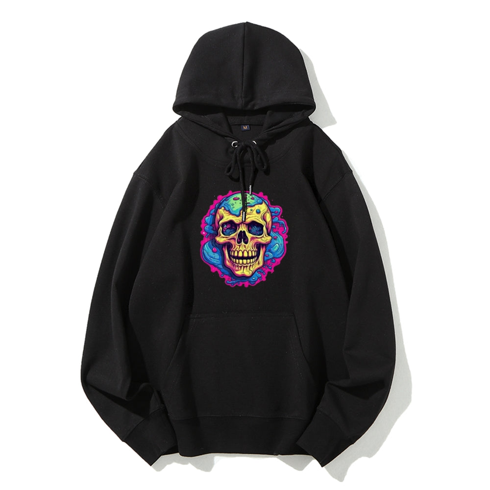 Mens Colorful Cartoon Skull Graphic Hoodies