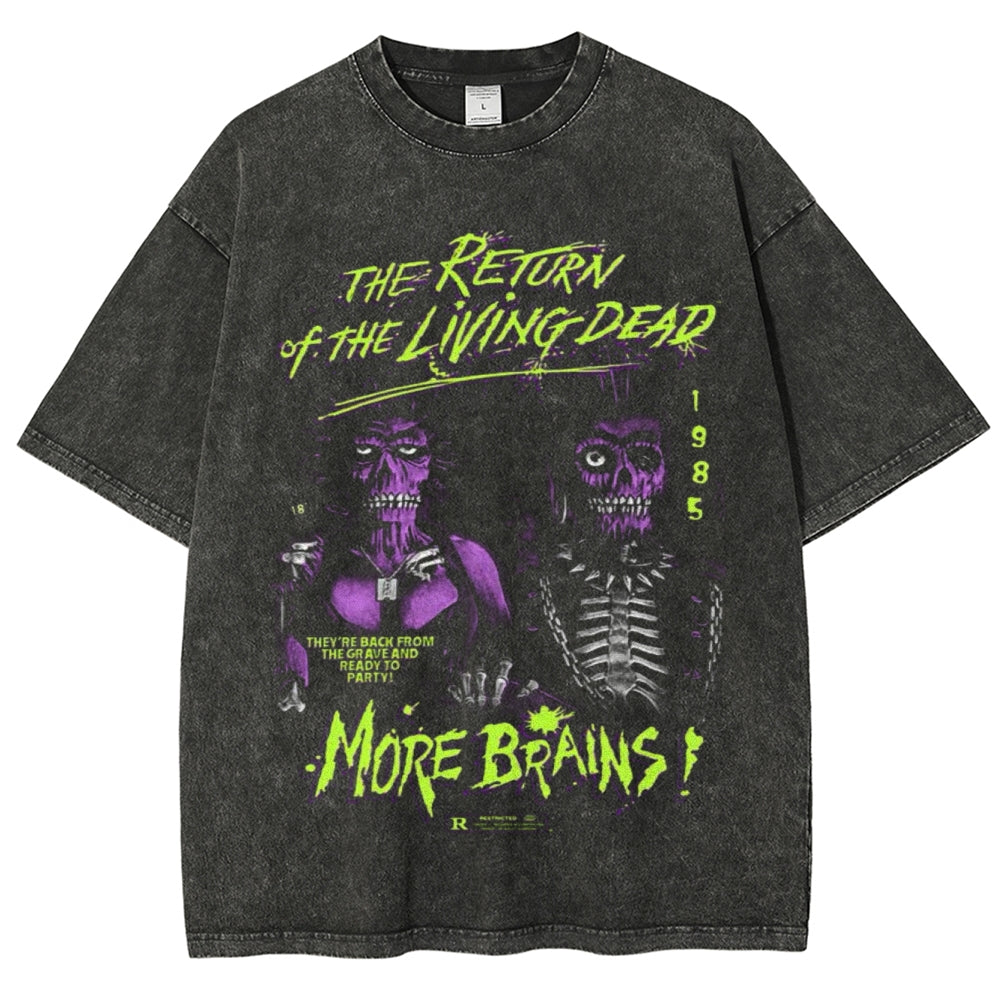 Unisex Vintage The Return of the Living Dead Graphic Short Sleeve Washed T-shirt