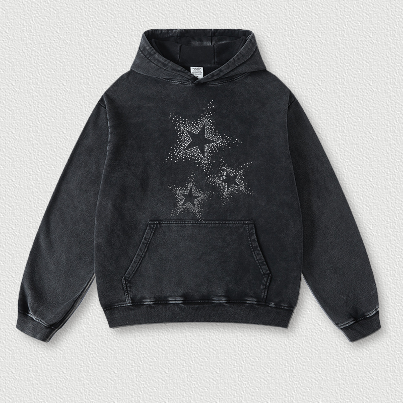 Oversized Bling Stars Vintage Hoodie