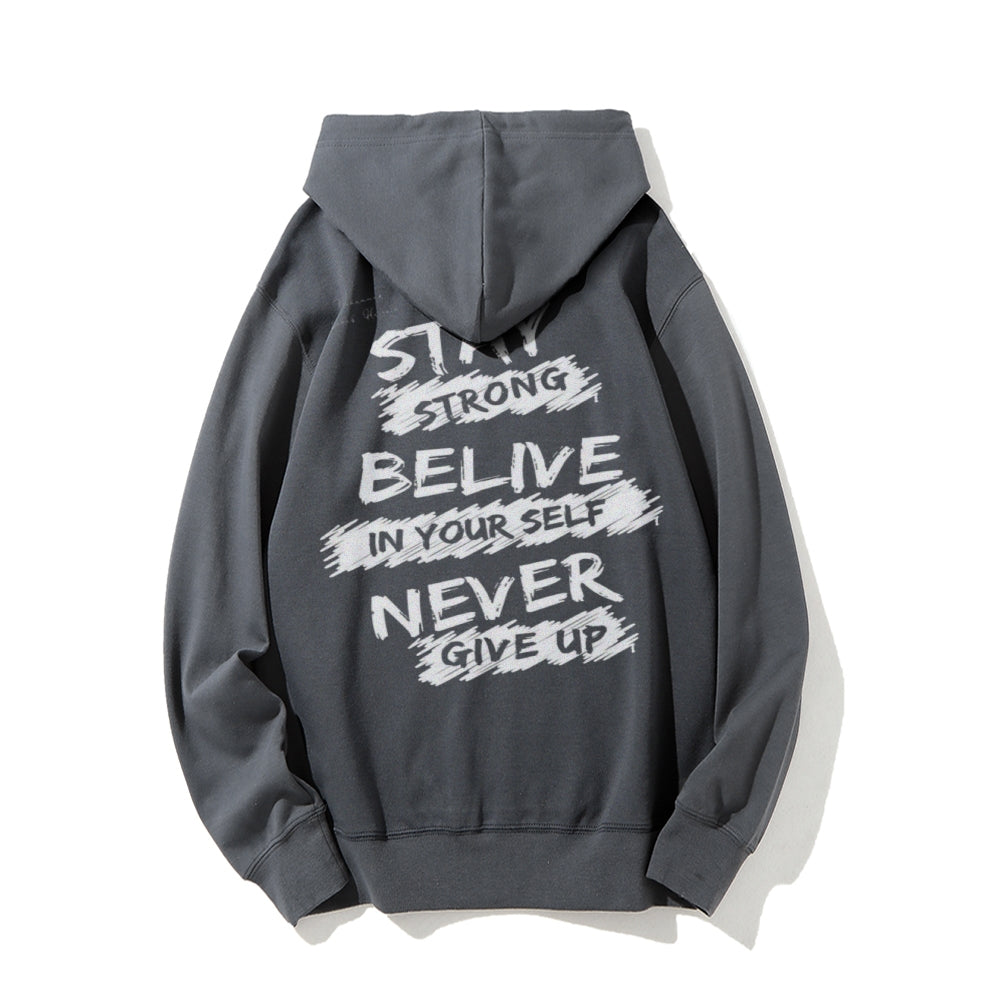 Mens Spirit Letter Graphic Pullover Hoodies