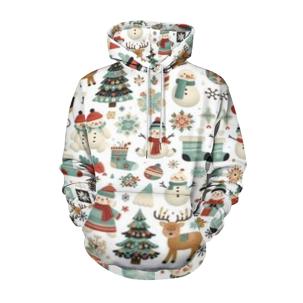 Mens Christmas Festival Graphic Pullover With Kangaroo Pocket Hoodies