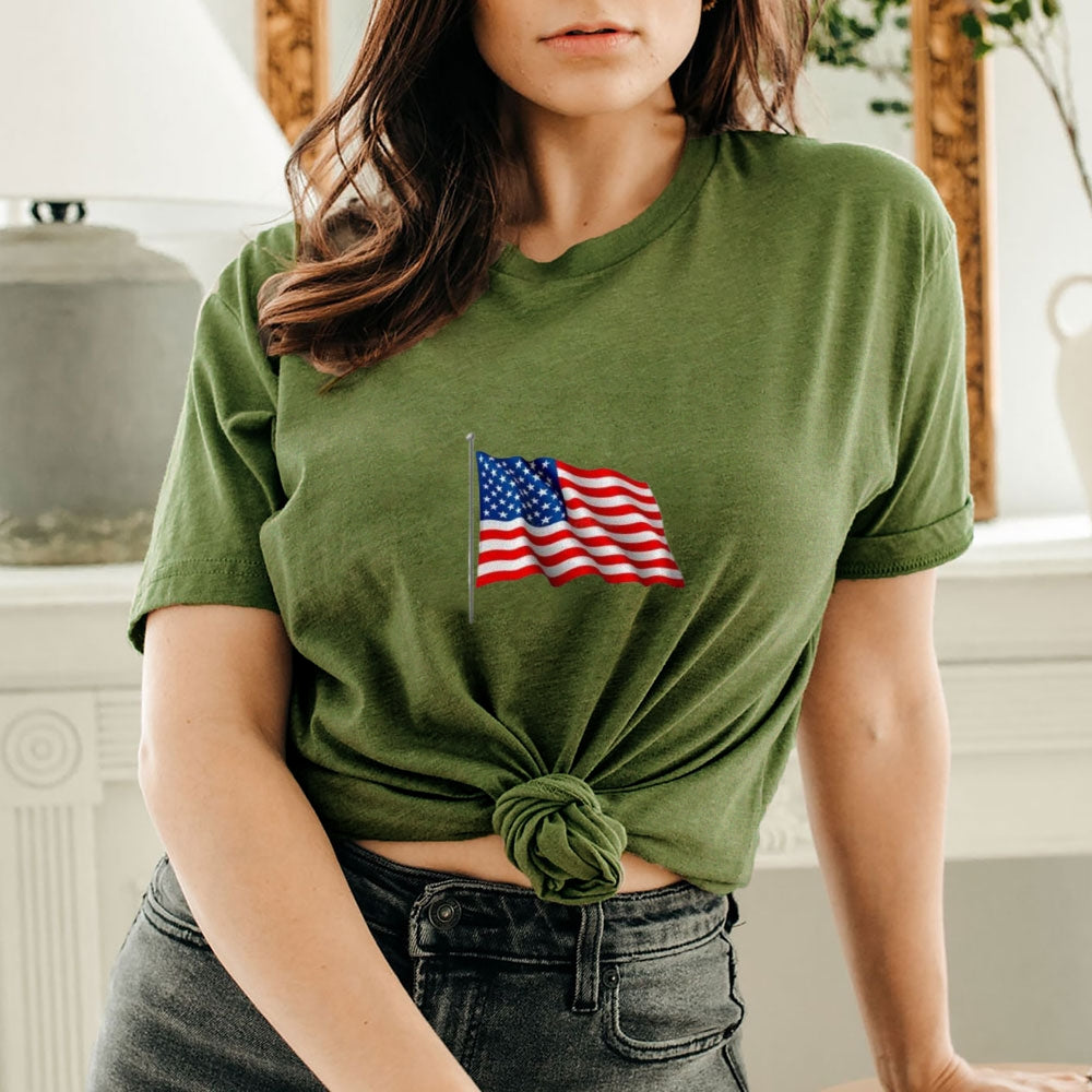 Women Flag Independence Day Stars Stripes T-shirt