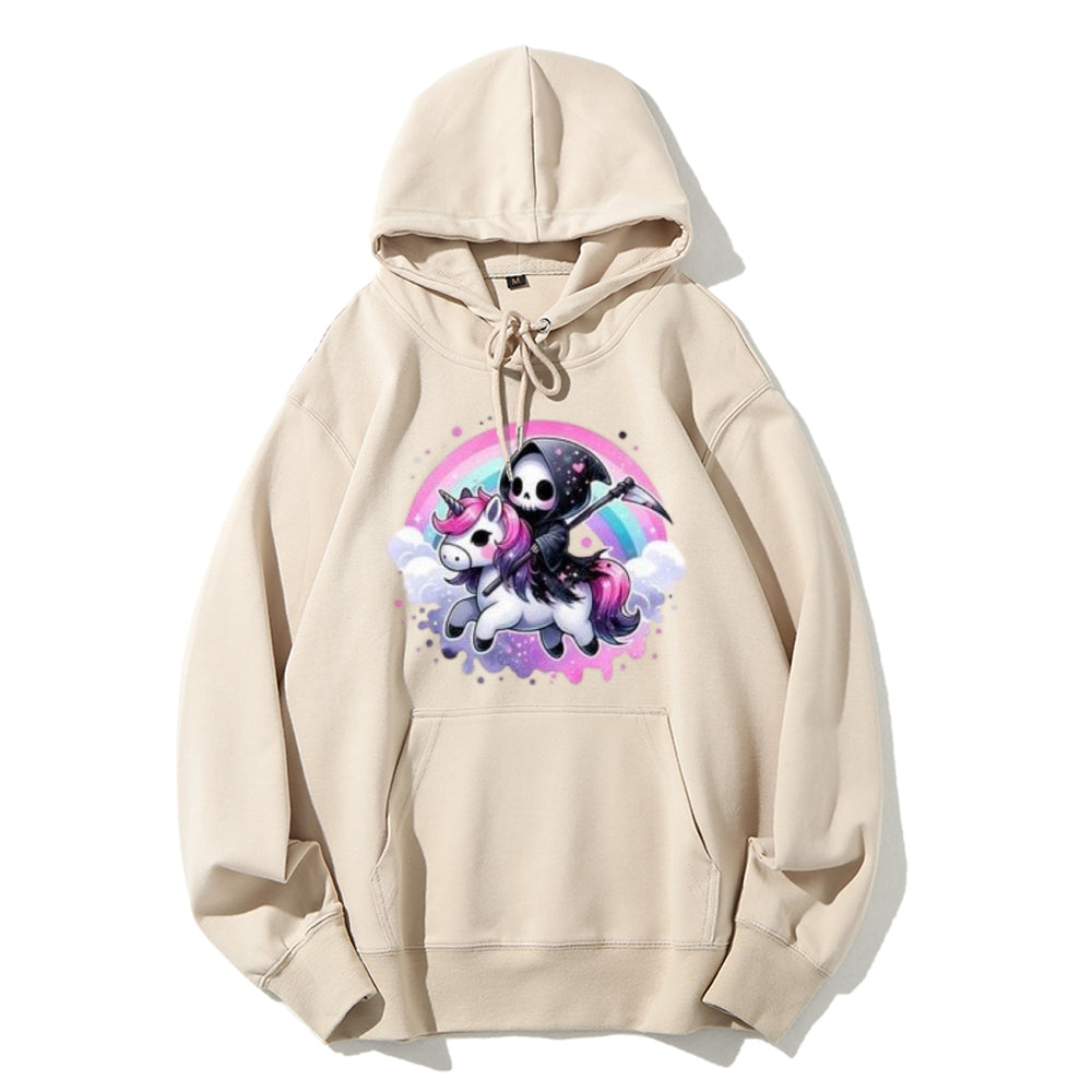 Women Cute Unicorn Skeleton Graphic Hoodies