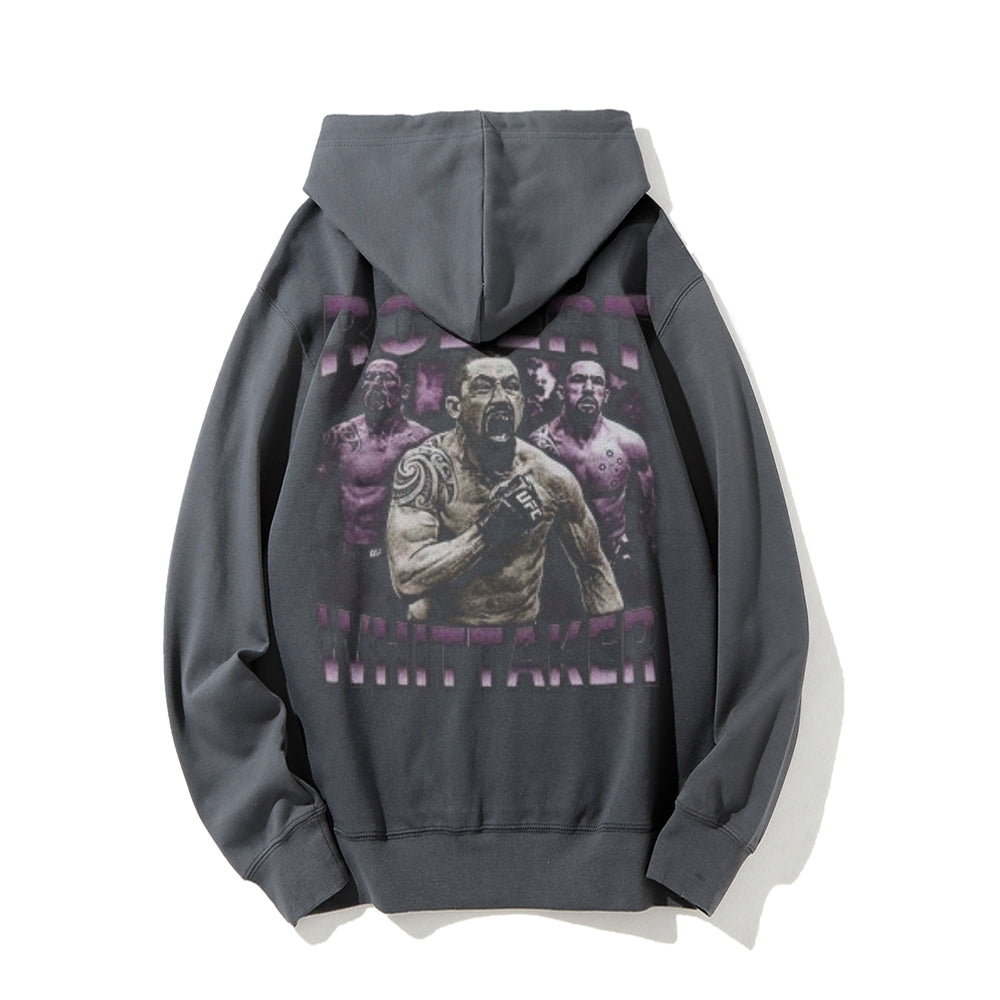 Mens Vintage Robert Whittaker Darkness Style Print Graphic Pullover With Kangaroo Pocket Hoodies