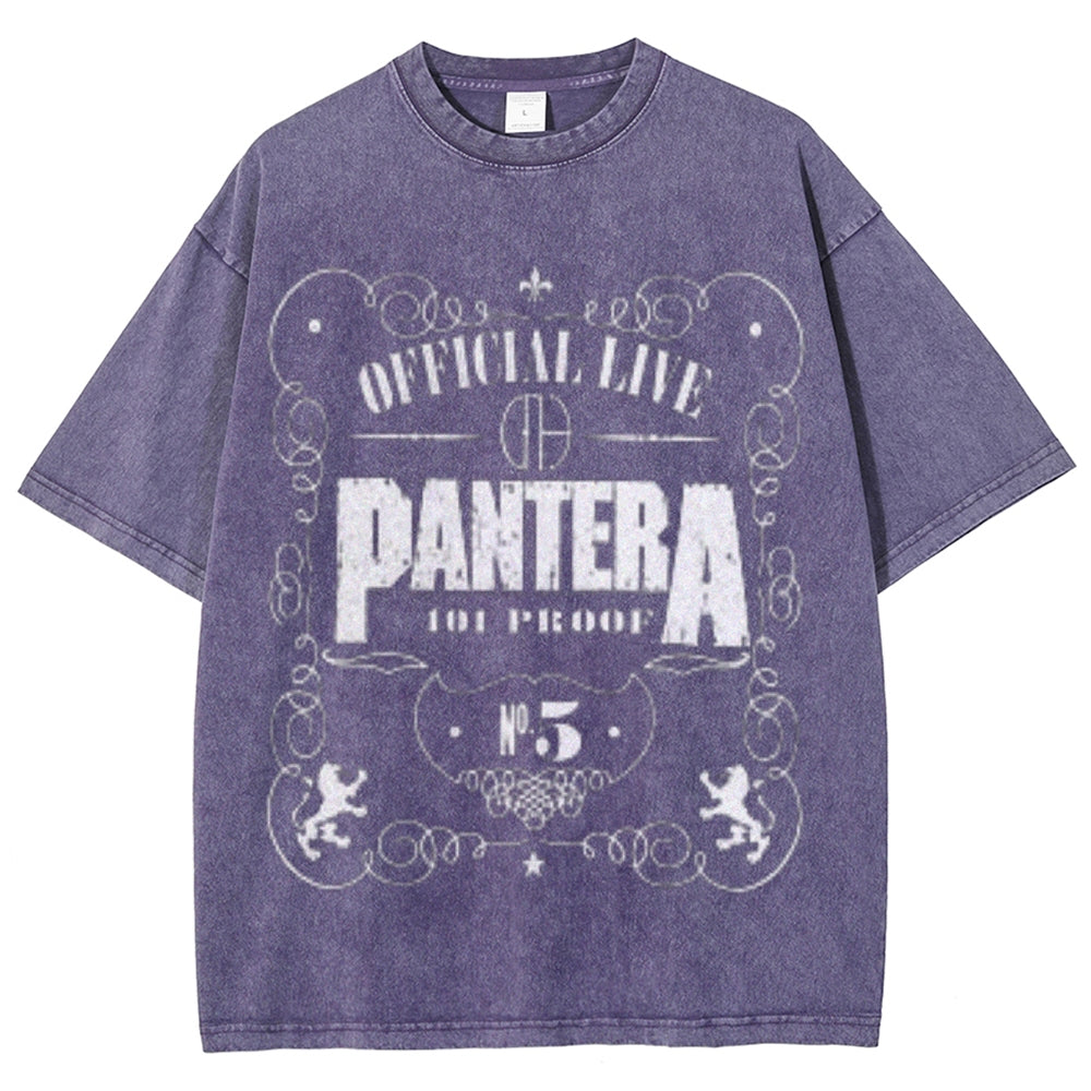 Unisex Vintage The Pantera Rock Band Print Short Sleeve Casual Graphic Washed T-shirt