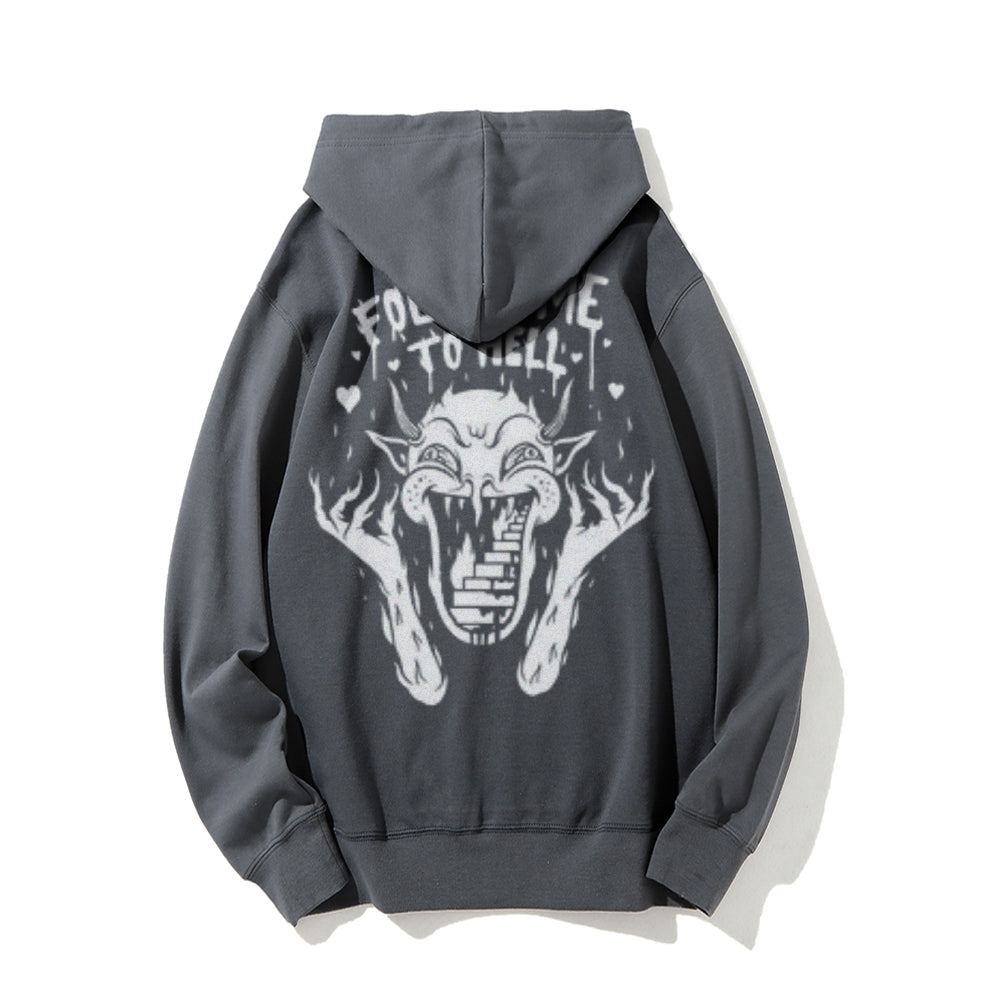 Mens FOLLOW ME TO HELL Graphic Pullover Hoodies