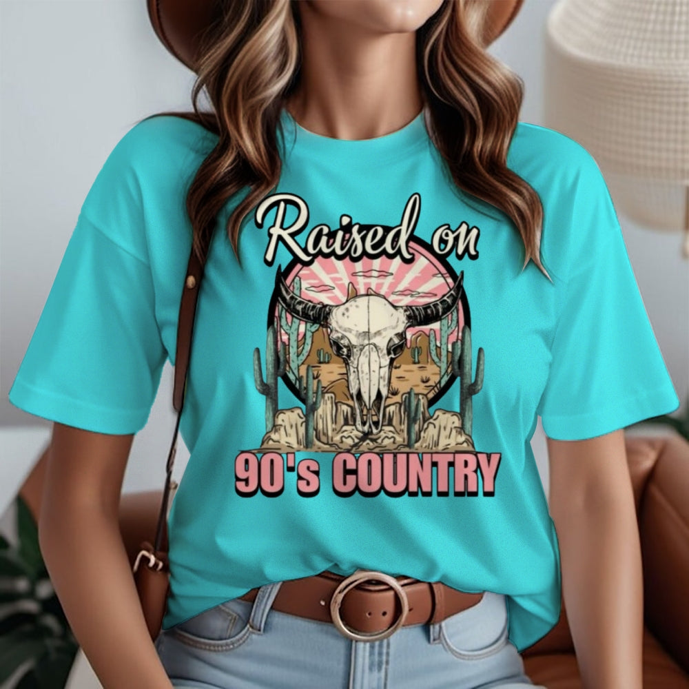 Women Raised On 90's Country Print Graphic T-shirt