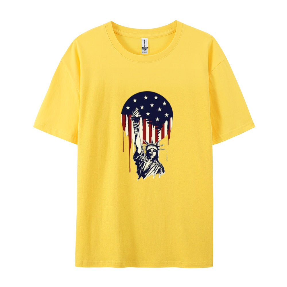 Mens Independence Day Freedom Flag Print Graphic Tee