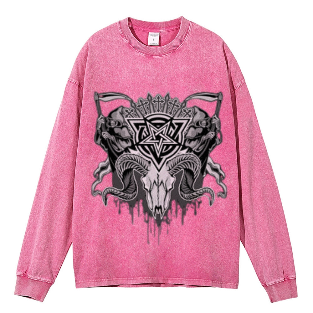 Oversized Vintage Washed Gothic Grunge Graphic Sweatshirt