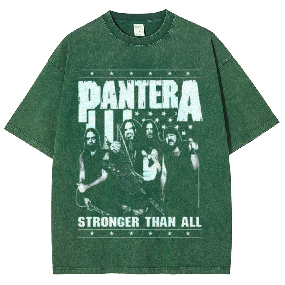 Unisex Vintage The Pantera Rock Band Print Short Sleeve Casual Graphic Washed T-shirt