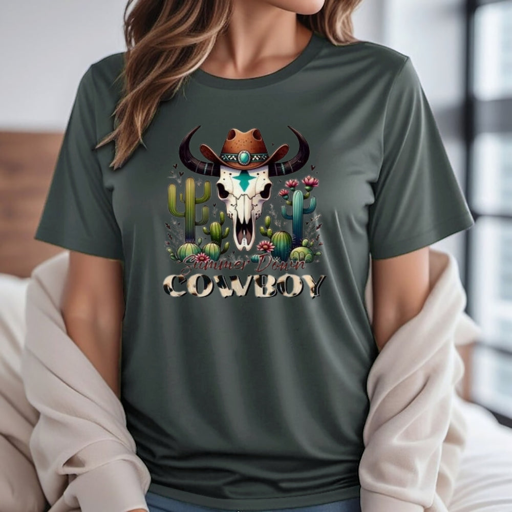 Women Western Cowboy Style Graphic T-shirt