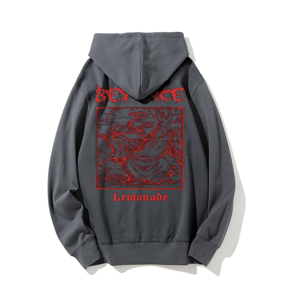 Mens Vintage Death Darkness Style Print Graphic Pullover With Kangaroo Pocket Hoodies