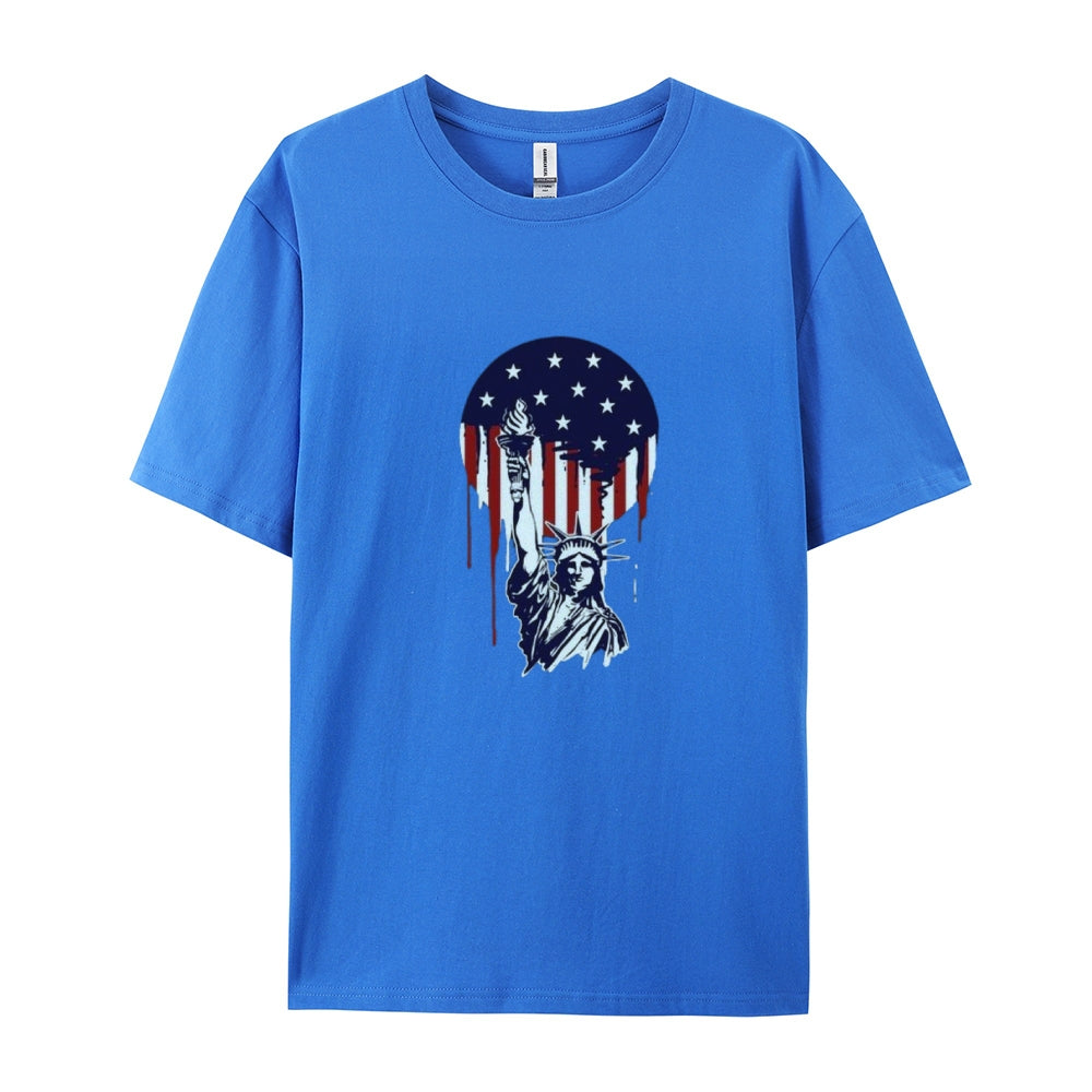 Mens Independence Day Freedom Flag Print Graphic Tee