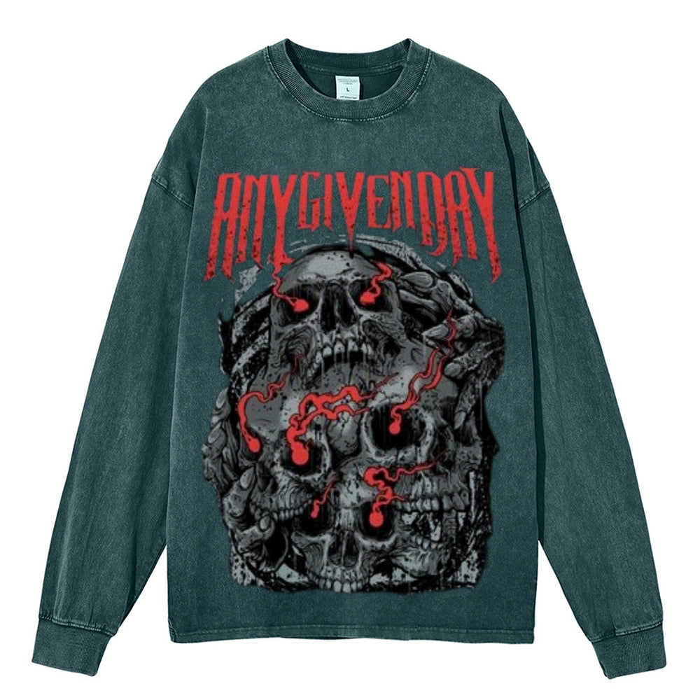 Oversized Vintage Washed Gothic Grunge Graphic Sweatshirt