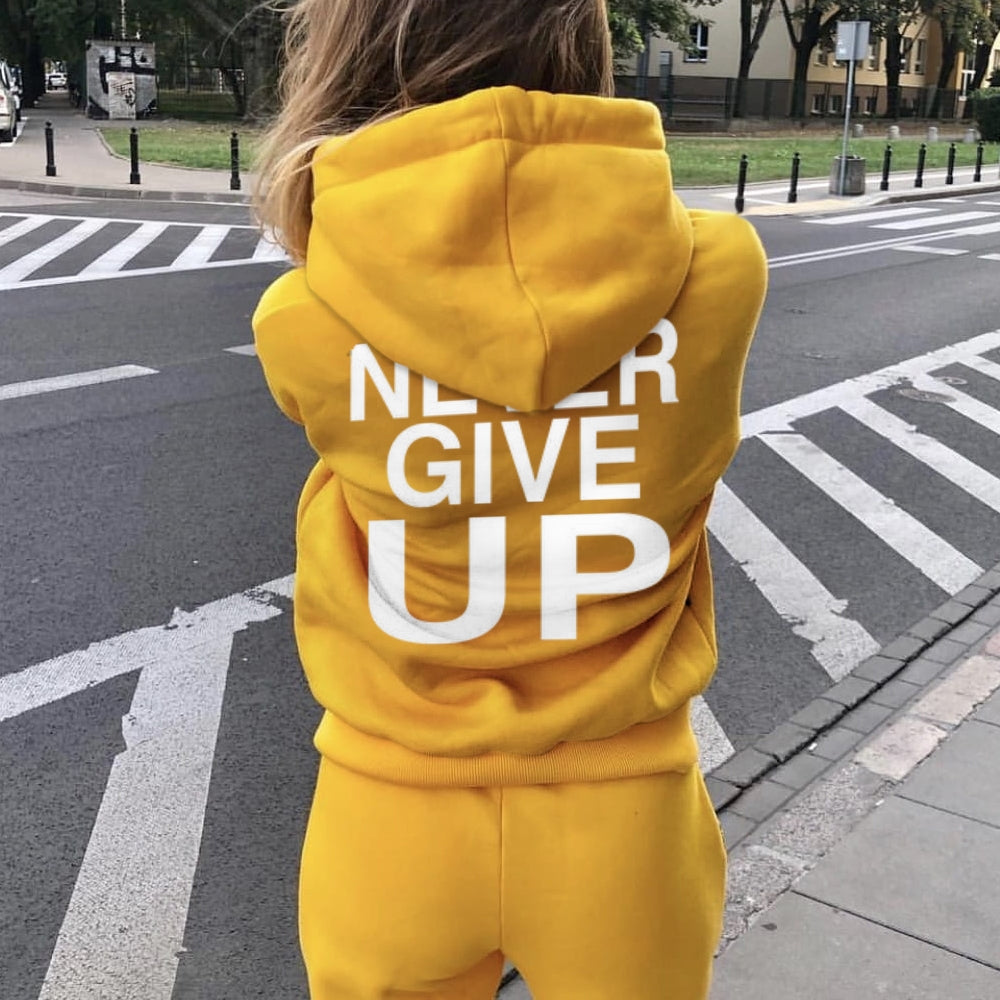 Women NEVER GIVE UP Graphic Hoodies