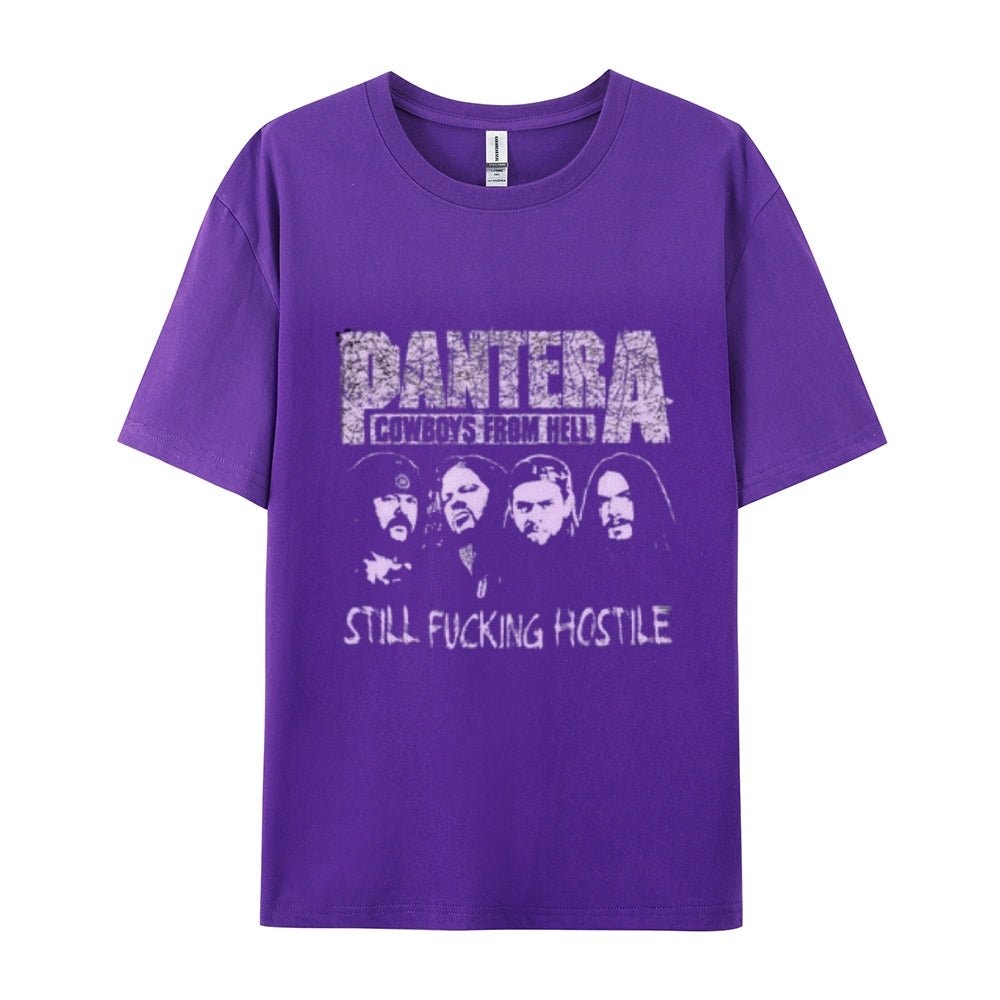 Mens Vintage The Pantera Rock Band Print Cotton Short Sleeve Casual Graphic T-shirt